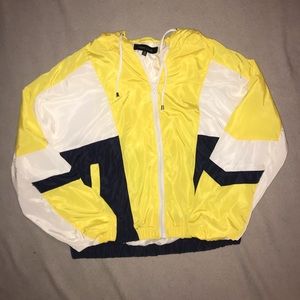 Yellow, navy, and white windbreaker by New look